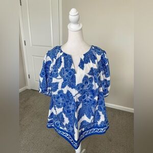 NWOT Sugarlips Blue and White Tunic Top Size 2X